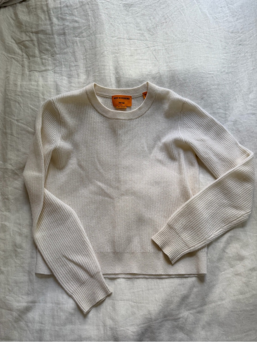 Guest in Residence Light Rib Crew in Cream